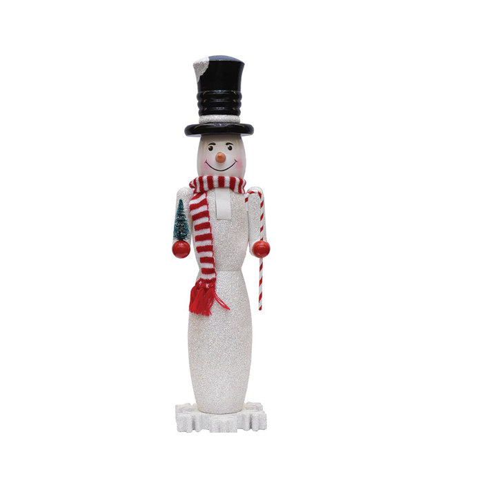 Northlight Decorative Glittered Wooden Christmas Snowman Nutcracker